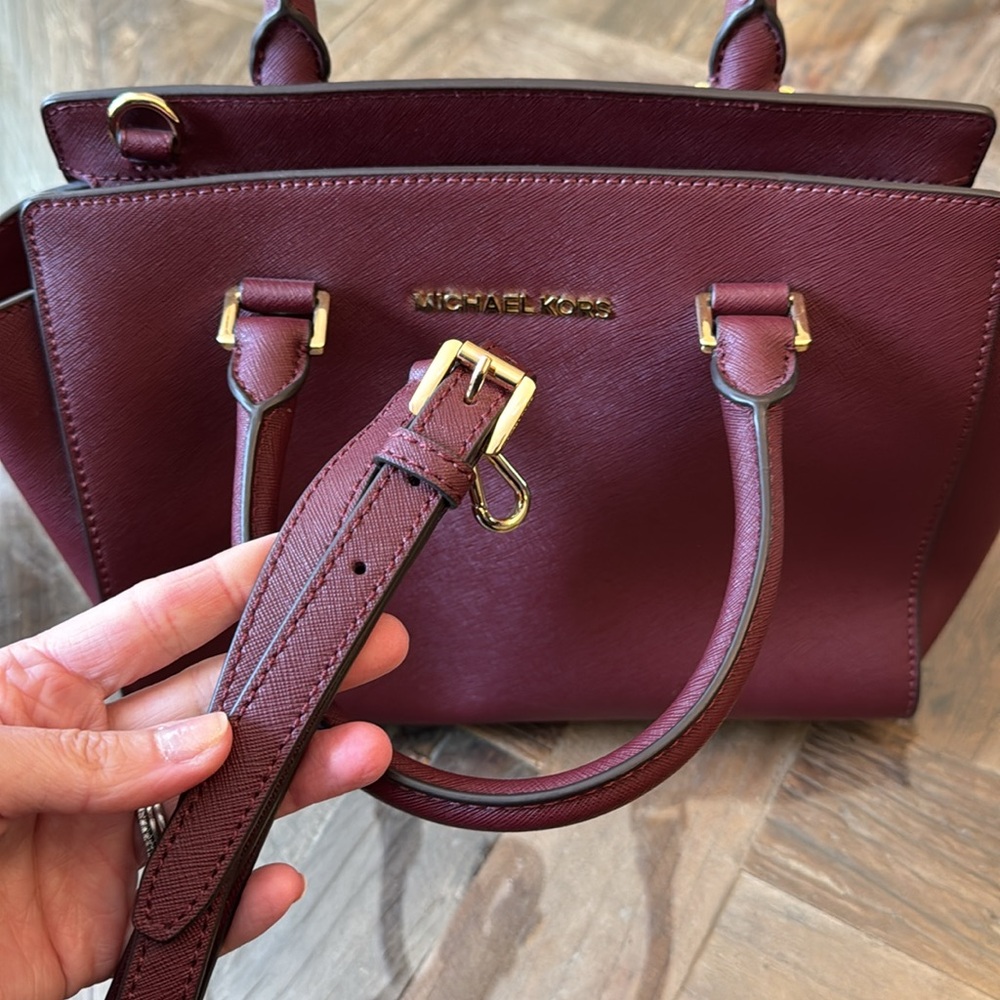 Michael Kors Satchel Crossbody - Merlot, Gold Hardware